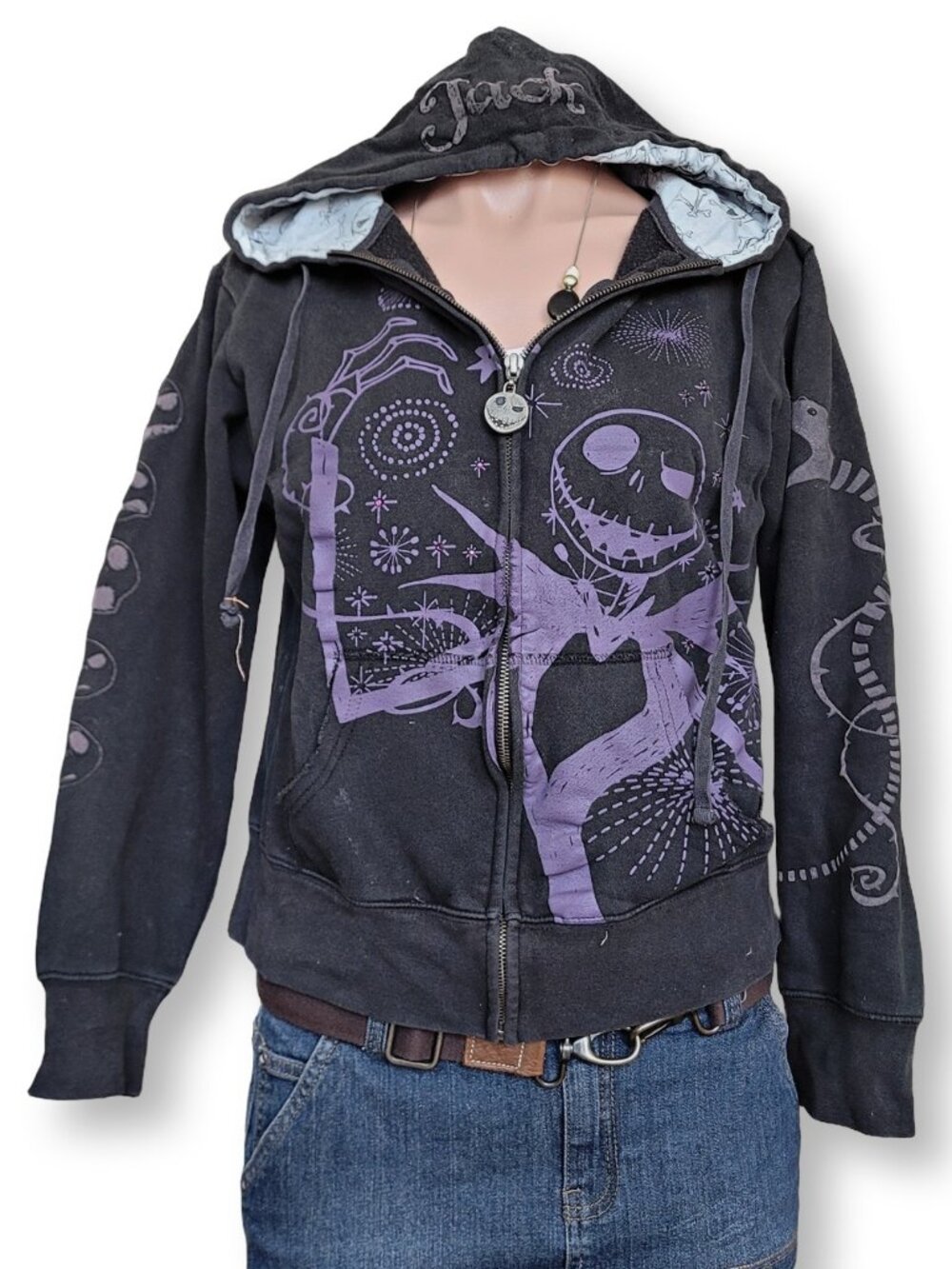 Halloween Disney Nightmare Before Christmas Jack Skellington Black Purple Zip Ho